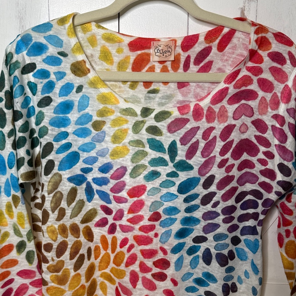 Fiona White Scoop Neck Petal Print Tunic Women's - Picture 3 of 8